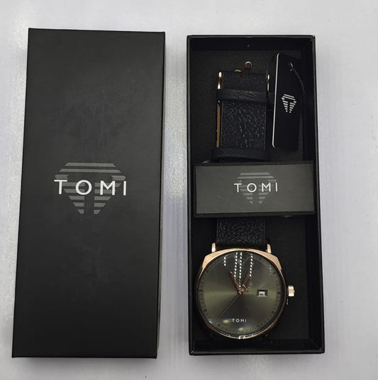 TOMI T-044 Men's Watch Leather Strap