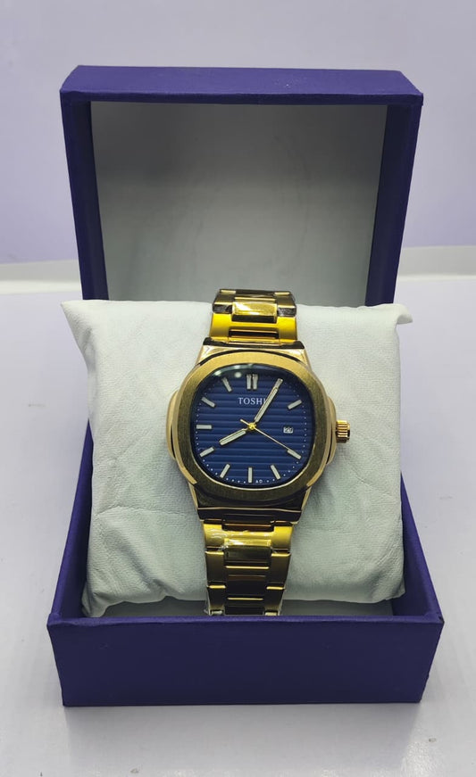 TOSHI Gold Classic Blue Dial Watch