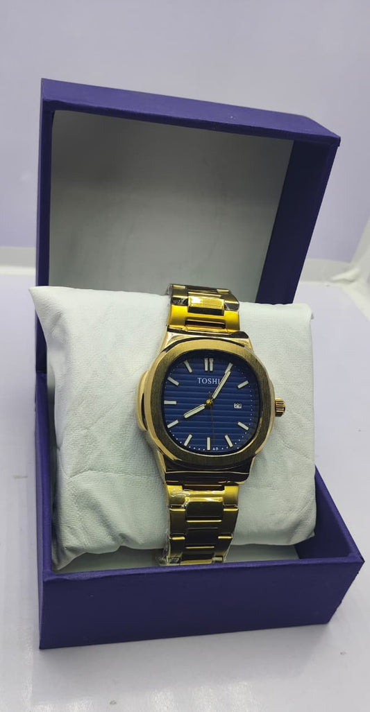 TOSHI Gold Classic Blue Dial Watch